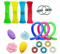 Sarari Juego de 20 juguetes para el alivio del estrés, anillo de masaje trenzado, tubo de malla para apretar, autismo, ansiedad, terapia sensorial para niños y adultos