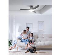 Sararoom 100cm Ventilador de Techo con Luz Silencioso, 3000K-6500K Regulable Plafón LED con Mando y Reversible Motor DC,6 Velocidades,Temporizador,Ceiling Fan light para Dormitorio Salon Cocina,Negro