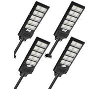 Sararoom Farolas Solares 500W | 6500K Focos LED Exterior | Impermeable IP65 Farola Energía Solar con Sensor de Movimiento y Control Remoto, Luz de Seguridad para Camino Terraza Patio Garage, 4Pcs