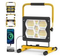Sararoom Foco LED Recargable, 100W Luz de Trabajo Portátil 5 Modos, Banco de Energía, Focos para zonas de trabajo Solar, IP65 Impermeable Reflector Exterior para Camping Jardín Pesca Garaje Emergencia