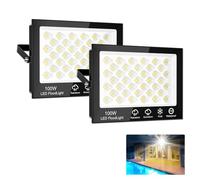 Sararoom Focos LED Exteriores 100W, 10000LM Foco Proyector LED, 6500K Blanca fría Luz Iluminación de Seguridad, IP65 Impermeable Floodlight Interior para Jardín Garaje Patio Estadio Hotel Naves, 2pcs