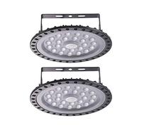 Sararoom Lámpara de Alta Bahía LED 2×100W, 6000K-6500K Blanco Frío, 8000LM Brillante Proyector Exterior IP65 UFO Industrial Iluminación Comercial para Almacén Fábrica Sótano