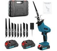 Sararoom Sierra Sable, 21V Sierra Alternativa Inalámbrica, 0-4000RPM Velocidad Variable Sierra de Sable Electrica con 2×2.0Ah Baterías y 8 Hojas, Serrucho con Luz LED para Cortar Madera Metal - Azul