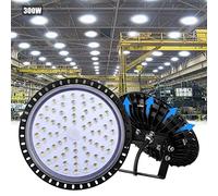 Sararoom UFO LED Lámpara Alta Bahía 300W 24000LM Foco Exterior IP65 Impermeable Industrial 6500K Blanco Frío Comercial Campana para Garaje Fábrica Taller