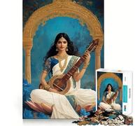 Saraswati Tocando la Veena sobre un Loto Rompecabezas para Adultos 1000 Piezas Lógica Clara Juguete Tiempo Libre Corte Perfecto Regalo Creativo (38x26cm)
