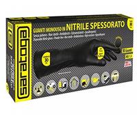 SARATOGA 37502001 Guantes Largos alargados Desechables de nitrilo Grueso, M sin Polvo, sin látex, Negro, M (Confezione da 50)
