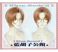 Sarazanmai Enta Jinnai Cabello sintético corto marrón claro para Cosplay Peluca Gafas Set Juego de roles de Halloween + gorro de peluca gratis peluca y gafas