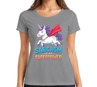 Sarcasm is My Superpower Unicorn Funny Gift Kids Women Superhero - Camiseta para mujer, gris, L