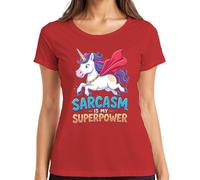 Sarcasm is My Superpower Unicorn Funny Gift Kids Women Superhero - Camiseta para mujer, rojo, 3XL