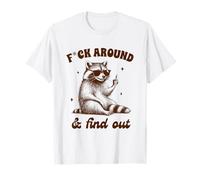 Sarcasmo Humor Mapache Dedo Medio FCK Alrededor & Descubre Camiseta