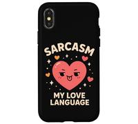 Sarcasmo My Love Language Funny Kawaii Heart Mujeres Hombres Carcasa para iPhone X/XS