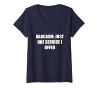 Sarcasmo- Solo un Servicio Que ofrezco Camiseta Cuello V, Mujer, Azul Marino, L