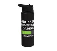 Sarcastic Comment Now Loading Funny Quote Día del Padre Papá Stainless Steel Insulated Water Bottle