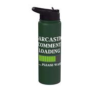 Sarcastic Comment Now Loading Funny Quote Día del Padre Papá Stainless Steel Insulated Water Bottle
