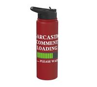 Sarcastic Comment Now Loading Funny Quote Día del Padre Papá Stainless Steel Insulated Water Bottle