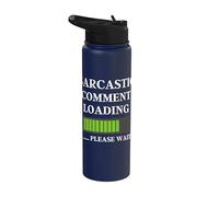 Sarcastic Comment Now Loading Funny Quote Día del Padre Papá Stainless Steel Insulated Water Bottle