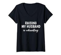 Sarcástica Esposa Criando Mi Marido Es Exhausto Dicho Divertido Camiseta Cuello V