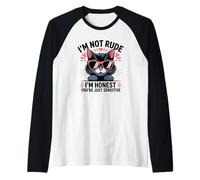 Sarcástico Amante De Gatos Antisocial Honesto No Grosero Demasiado Sensible Camiseta Manga Raglan