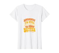 Sarcástico Groovy No es lo Suficientemente Viejo para Saber Mejor Cita Divertida Camiseta gráfica económica, Mujer, Blanco, XS