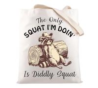 Sarcástico humor adulto divertido vaquero mapache meme regalo The Only Squat I'm Doin' Is Diddly Squat Raccoon Tote Bag Outdoor Lover Gift, Only Squat B UK