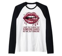 Sarcástico Sassy Labios Cita Divertida Actitud Humor Diseño Camiseta Manga Raglan