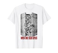 Sarcástico Zombie Halloween Cuando una Puerta se Abre Ventilador de Terror Camiseta gráfica económica