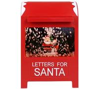 sarcia.eu Buzón navideño, Caja de música LED, Nieve móvil, Sonido, decoración navideña, Rojo 23x15x12 cm (B)