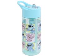 sarcia.eu Disney Lilo y Stitch Botella de plástico con pajita, botella de agua, transparente 420ml