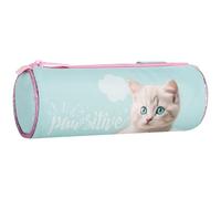 sarcia.eu Estuche Escolar de niña, Redondo, Forma de Tubo, Bolsa para Accesorios, en Gatos, Azul 22x8x8cm (Gatito Redondo)