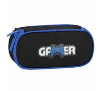 sarcia.eu Estuche Escolar Gaming, Estuche Gamer para niños, gamingpad, Negro-Azul 5x22x10cm (Gamer Compartimentado)