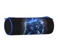 sarcia.eu Estuche Redondo para Juegos, con Cremallera, para Gamer, Gamepad, Negro-Azul 22x8x8cm (Gamer Redondo)