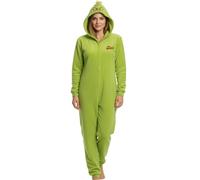 sarcia.eu Grinch Pijama Polar de UNA Pieza con Cremallera, Onesie CÁLIDO con Capucha para Mujer (FR/ES, Letras, S, M, Regular, Regular, Grinch)
