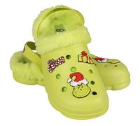 sarcia.eu Grinch Zuecos verdes para niños, AISLADOS, zuecos de jardín navideños con pelo para niños, 33/34 EU
