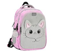 sarcia.eu Mochila escolar REFORZADA rosa, con reflectores TRES COMPARTIMENTOS gato 40x29x20cm, 23 l (Gatito rosa)