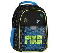 sarcia.eu Mochila escolar rígida para niño, reflectantes, cuatro compartimentos, 24l (Pixel Negro, 24L)
