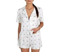 sarcia.eu Pijama de Mujer con Botones, Dos Piezas para el Verano, (Winnie, Bambi Thumper, Minnie Mickey) de Manga Corta (FR/ES, Letras, S, Regular, Regular, Bambi Thumper)