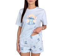 sarcia.eu Pijama para Mujer, Pijama de Dos Piezas para el Verano, Manga Corta (Stitch, Hello Kitty, Marie, Bambi, Lion King, Minnie, Mickey) 100% algodón (FR/ES, Letras, S, Regular, Regular, Stitch)