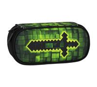 sarcia.eu Pixel Compartimentos Estuche Escolar para Jugador, Gamer, Bolsa, Forma Oval para niños, 22x10x5 cm (Pixel Compartimentado)