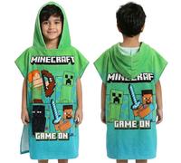 sarcia.eu Toalla de Piscina, Poncho con Capucha de Secado rápido para niños, Ideal para la Playa, (Stitch, Minnie Mouse, Minecraft, Marvel) 100% algodón (Minecraft, M)
