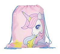 sarcia.eu UNICORNIO Rosa, bolsa de zapatos para niñas para EDUCACIÓN FÍSICA, bandolera escolar para niñas 32x38 cm Bolsa de Gimnasia infantil Mochila con Cordón Bolsa de deporte niño niña (Unicornio)