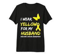 Sarcoma Cancer Ribbon I Wear Yellow for my Husband Camiseta Premium