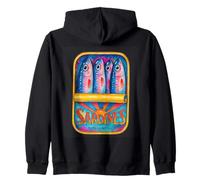 Sardinas Aceite de Oliva Puro Ilustración Vibrante Sudadera con Capucha