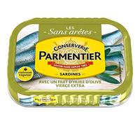SARDINAS CON UN FILTRO EXTRA CUADRO DE ACEITE DE OLIVA CUÁRGICO 135 G PARMENTIER, 5 UNIDADES