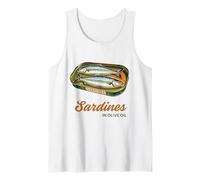 Sardinas de lata vintage enlatadas en aceite de oliva retro mediterráneo Camiseta sin Mangas