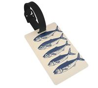 Sardinas, lado a lado, en una crema, etiquetas de equipaje con nombre, etiqueta de identificación, etiquetas de maleta, ideales para viajes, cruceros, mochilas, bolsas