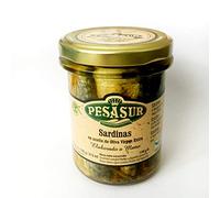 Sardinas PESASUR Aceite de Oliva Virgen Extra Ecológico Tarro Vidrio [Pack 2 ud x 195 g]