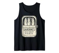 Sardinas Salvaje Atrapado En Aceite De Oliva Divertido Retro Vintage Camiseta sin Mangas