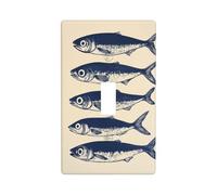 Sardinas, Side by Side, On A Cream Light Switch Cover Decorative Single Toggle 1 Gang Wall Plate for Kitchen Farmhouse Bedroom Bathroom Art Decor