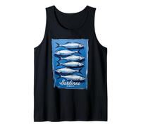 Sardinas Vintage en Aceite de Oliva Retro Mediterráneo Italia Camiseta sin Mangas