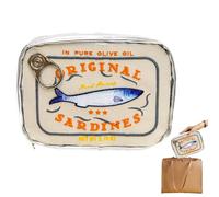 Sardine Can Design Cosmetics Bag, Funny Toiletry Organizer Pouch for Travel Skincare Eye Shadow Champú, Aesthetic Storage Case for Bathroom Purse Luggage, 6.1x4.33x1.77 Inches, Beige, riferimento